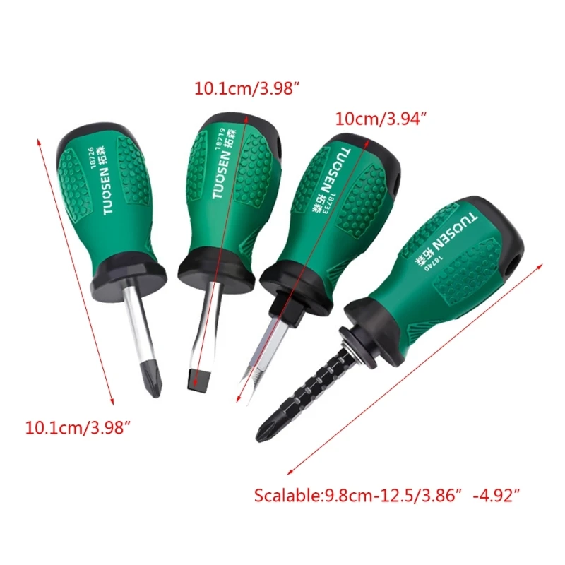 Stubby Screwdriver Lightweight Slotted Cross Screwdriver Bit Telescopic Screwdriver with Magnetic for Repairing Works