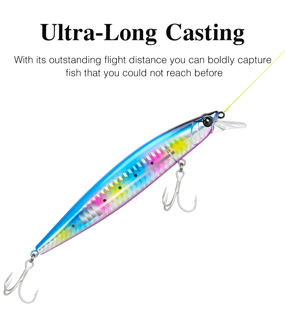 TSURINOYA Hot Sale Floating Minnow Fishing Lure STINGER 120F 120mm 19g Ultra-long Casting Saltwater Hard Baits