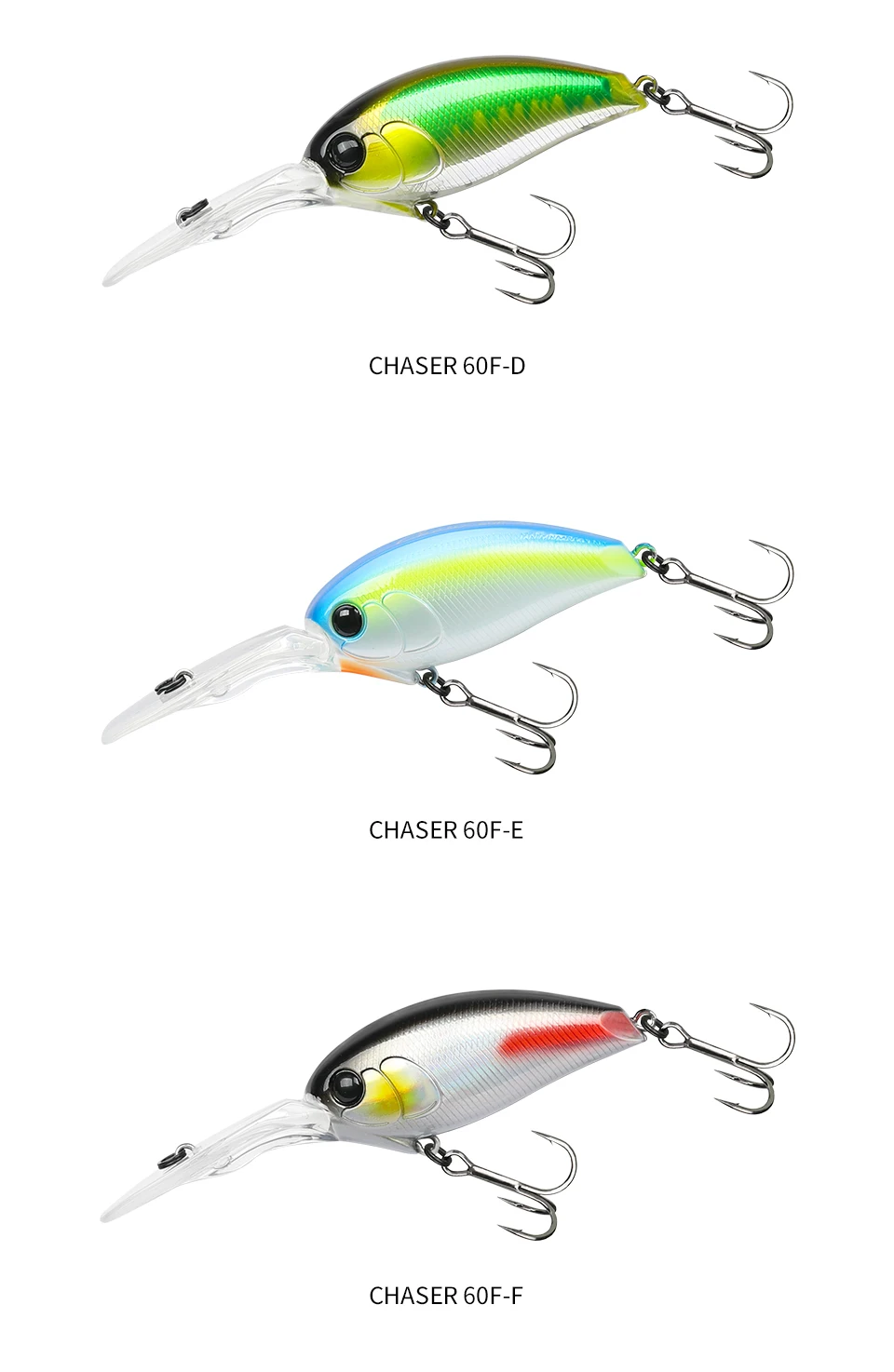 TSURINOYA 60F Crankbait Fishing Lure 60mm 16.6g CHASER 0-3m Long Casting Floating Artificial Hard Bait Bass Pike Ajing Crank