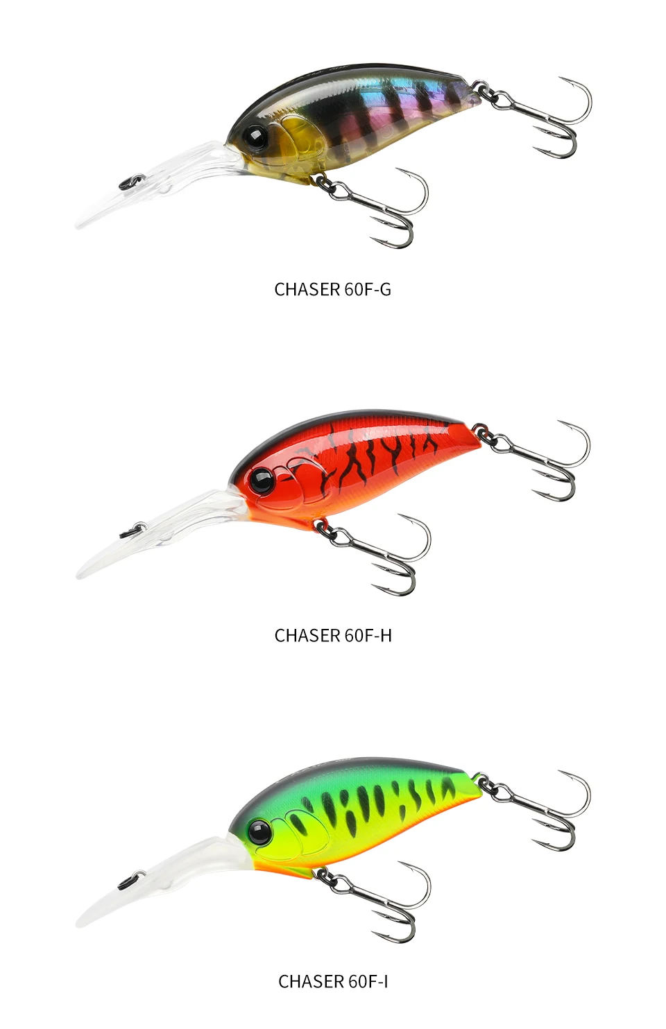 TSURINOYA 60F Crankbait Fishing Lure 60mm 16.6g CHASER 0-3m Long Casting Floating Artificial Hard Bait Bass Pike Ajing Crank