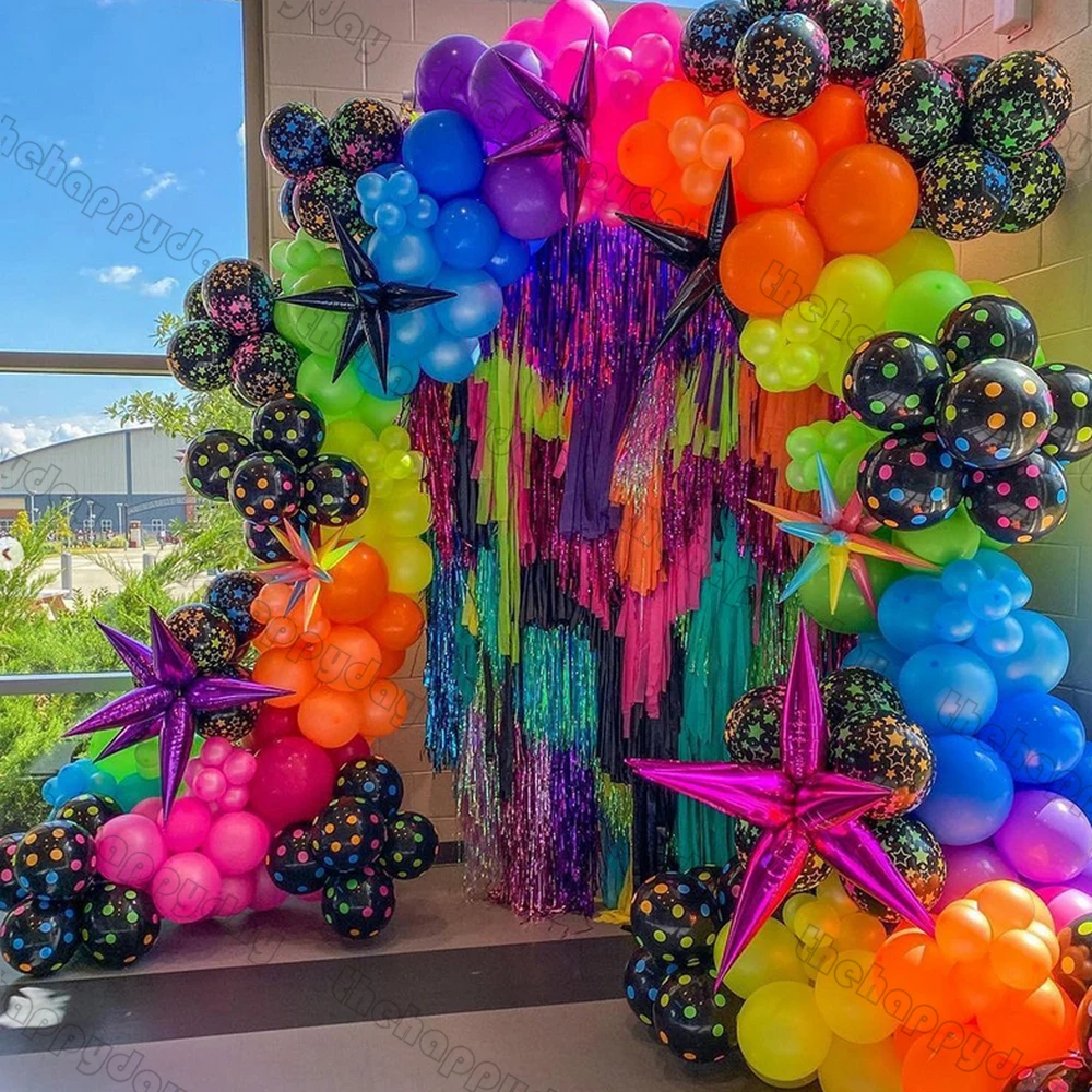 1Set Neon Balloons Neon Glow UV Glow Balloons Garland Arch Kit Fluorescent Globos Blacklight Birthday Party Decor Baby Shower
