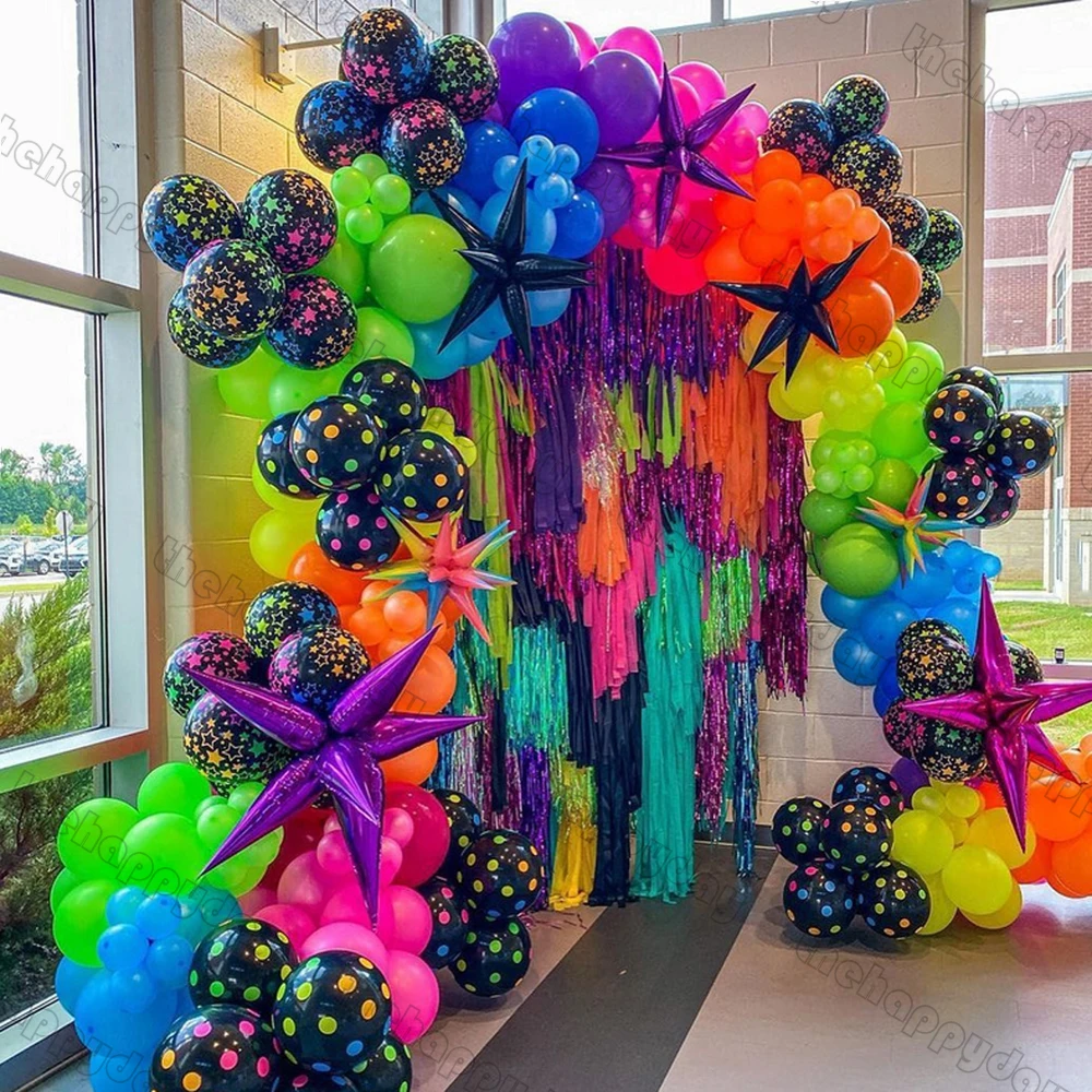 1Set Neon Balloons Neon Glow UV Glow Balloons Garland Arch Kit Fluorescent Globos Blacklight Birthday Party Decor Baby Shower