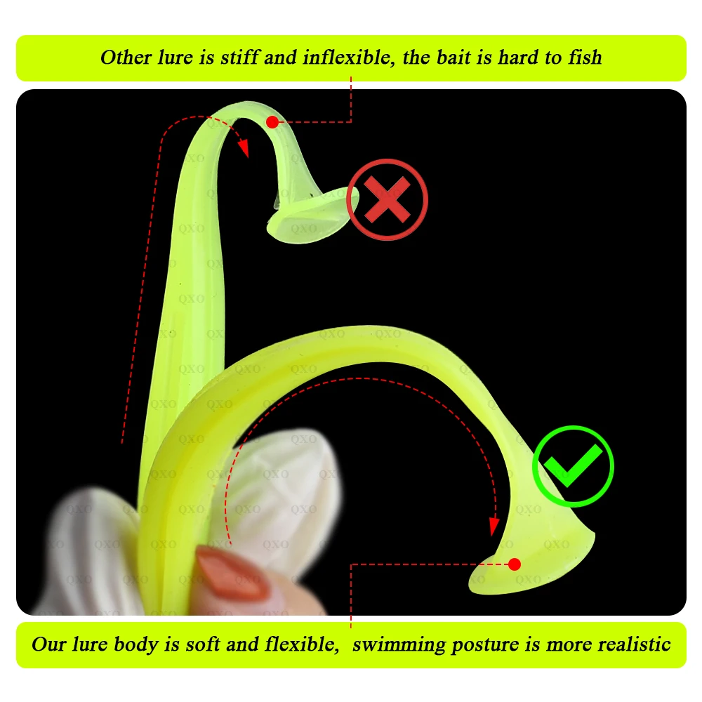 QXO Fishing Soft Lure Worm With Box Silicone Bait Swimbait Streamer Sea Fishing Spoon Lure 7cm 10cm Wobbler Set