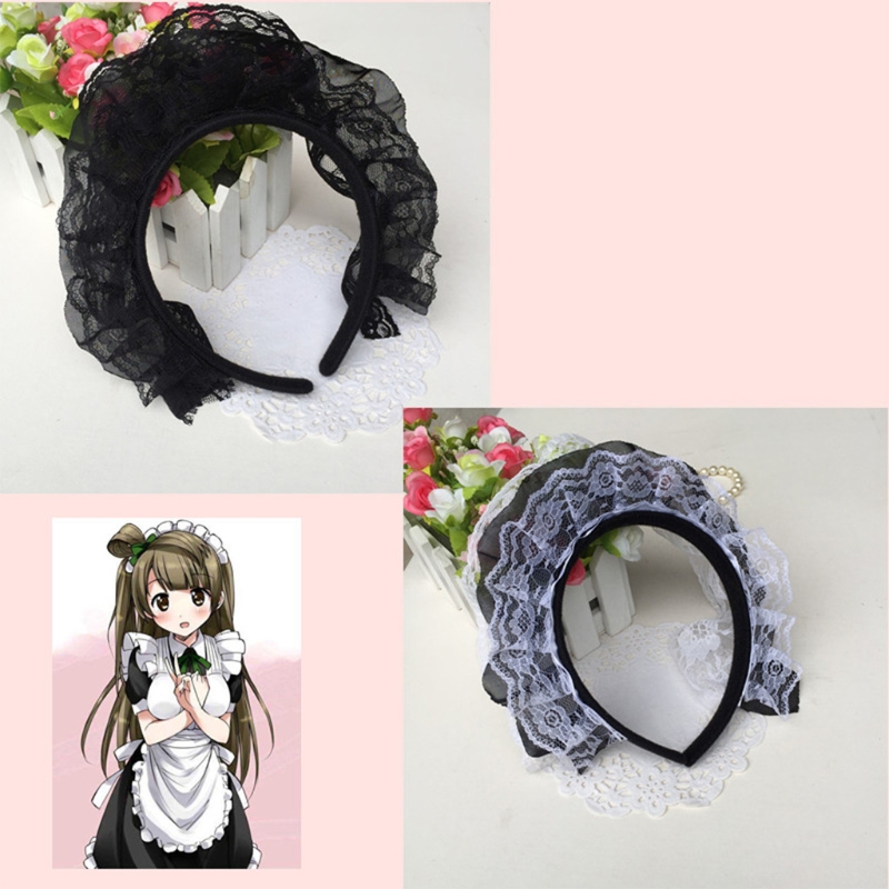 Girls Lace Hair Hoop with Multilayer Lace Headdress Cute Maid Headpiece Anime Gothic Cosplay Headband Dropshipping