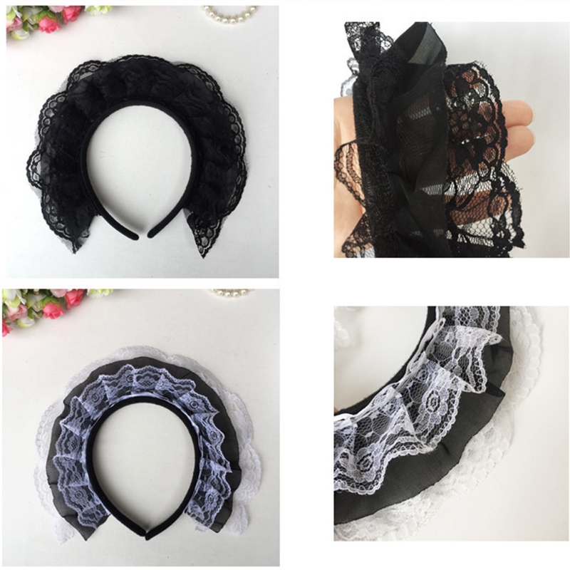 Girls Lace Hair Hoop with Multilayer Lace Headdress Cute Maid Headpiece Anime Gothic Cosplay Headband Dropshipping
