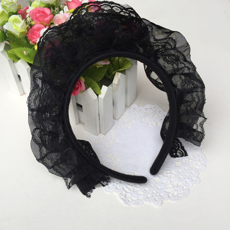 Girls Lace Hair Hoop with Multilayer Lace Headdress Cute Maid Headpiece Anime Gothic Cosplay Headband Dropshipping