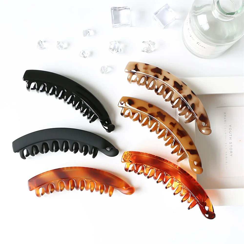 Frosted Hair Clips Solid Color Banana Clip Headwear Women's Hair Accessories Fashion Ponytail Crab Barrettes