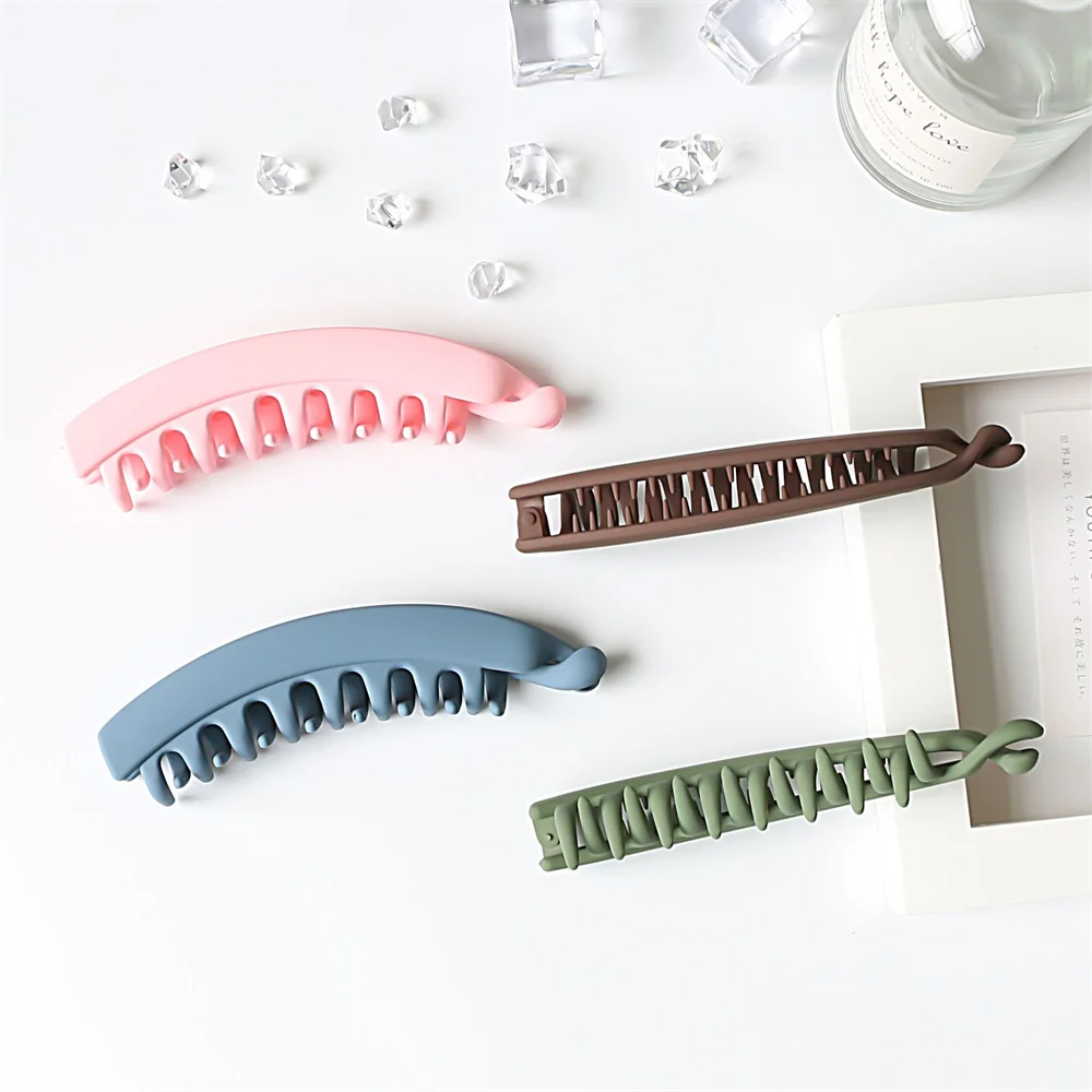 Frosted Hair Clips Solid Color Banana Clip Headwear Women's Hair Accessories Fashion Ponytail Crab Barrettes