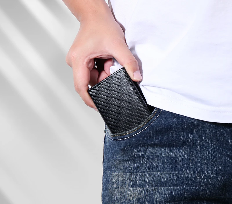 Carbon Rfid Card Holder Men Women Airtag Wallet Money Bag Leather Purse Slim Thin Wallets For Apple AirTags Tracker Air Tag 2023