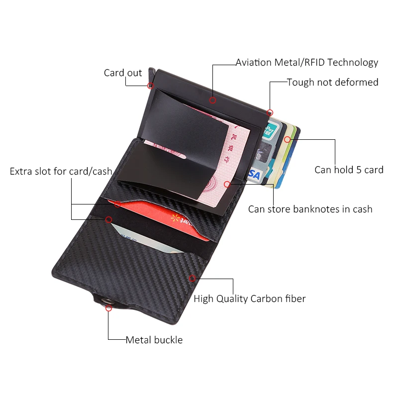 Carbon Rfid Card Holder Men Women Airtag Wallet Money Bag Leather Purse Slim Thin Wallets For Apple AirTags Tracker Air Tag 2023