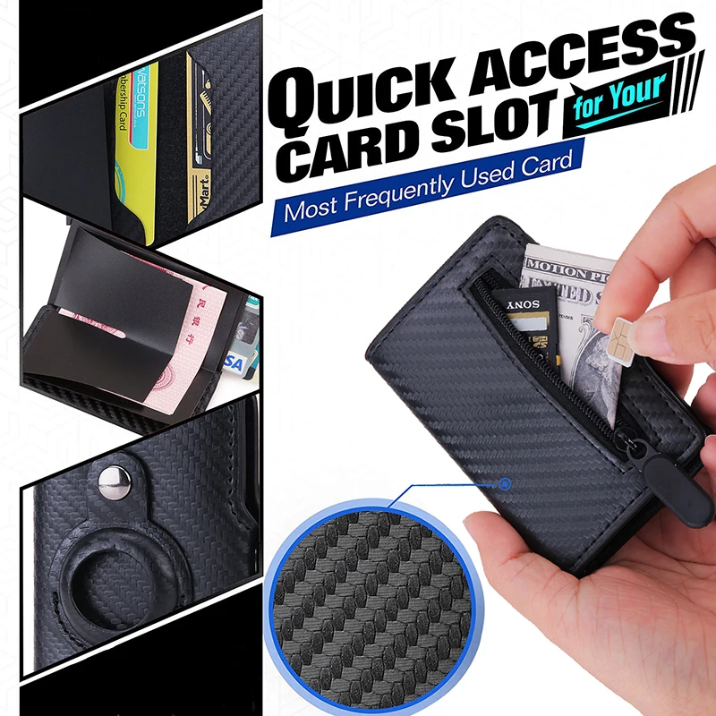 Carbon Rfid Card Holder Men Women Airtag Wallet Money Bag Leather Purse Slim Thin Wallets For Apple AirTags Tracker Air Tag 2023