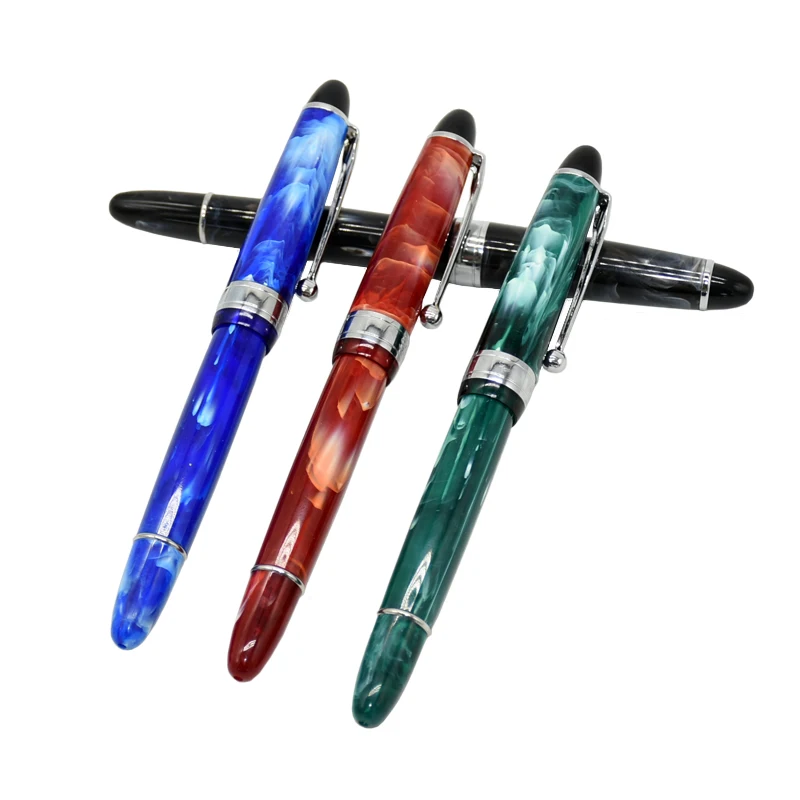 Luxury Fountain Pen Piston Acrylic Ink Pen Calligraphy Exquisite School Office Supplies Retro Pens 0.5mm EF/F Nib BLUE RED Green