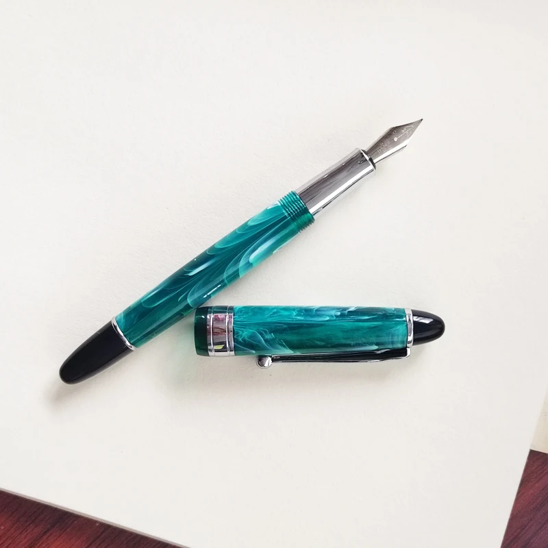 Luxury Fountain Pen Piston Acrylic Ink Pen Calligraphy Exquisite School Office Supplies Retro Pens 0.5mm EF/F Nib BLUE RED Green