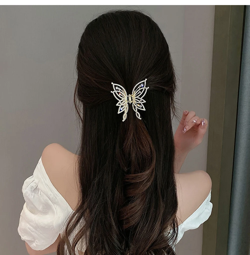 Fashion Metal openwork Hair Claw Butterfly Clips for Women Girl Elegant Ponytail Clip Vintage pin Accessories