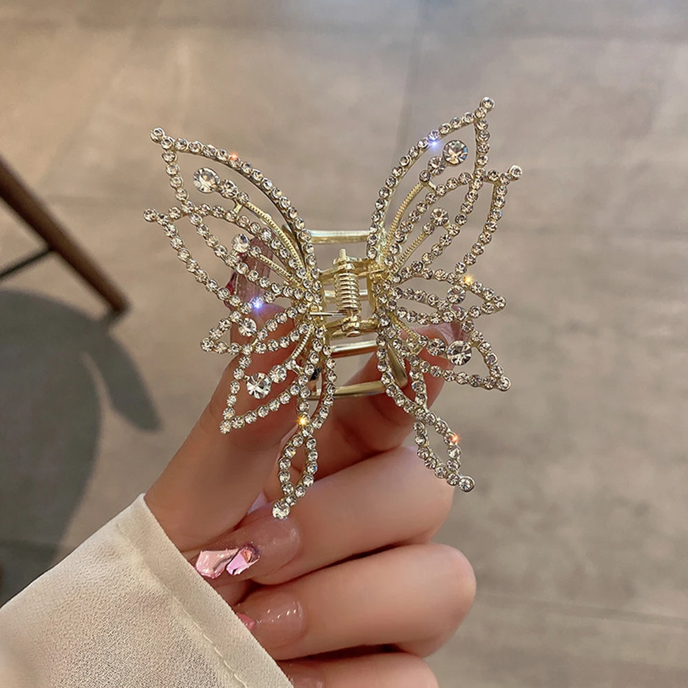 Fashion Metal openwork Hair Claw Butterfly Clips for Women Girl Elegant Ponytail Clip Vintage pin Accessories