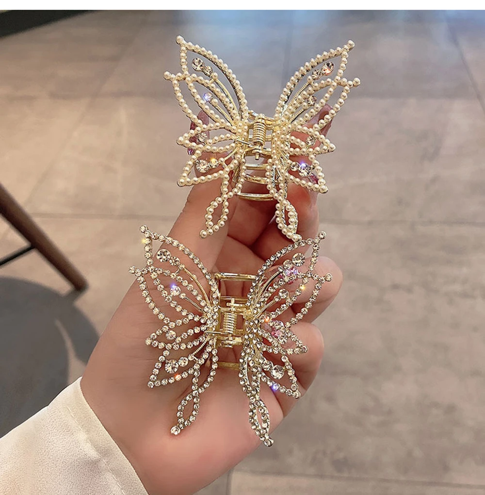 Fashion Metal openwork Hair Claw Butterfly Clips for Women Girl Elegant Ponytail Clip Vintage pin Accessories