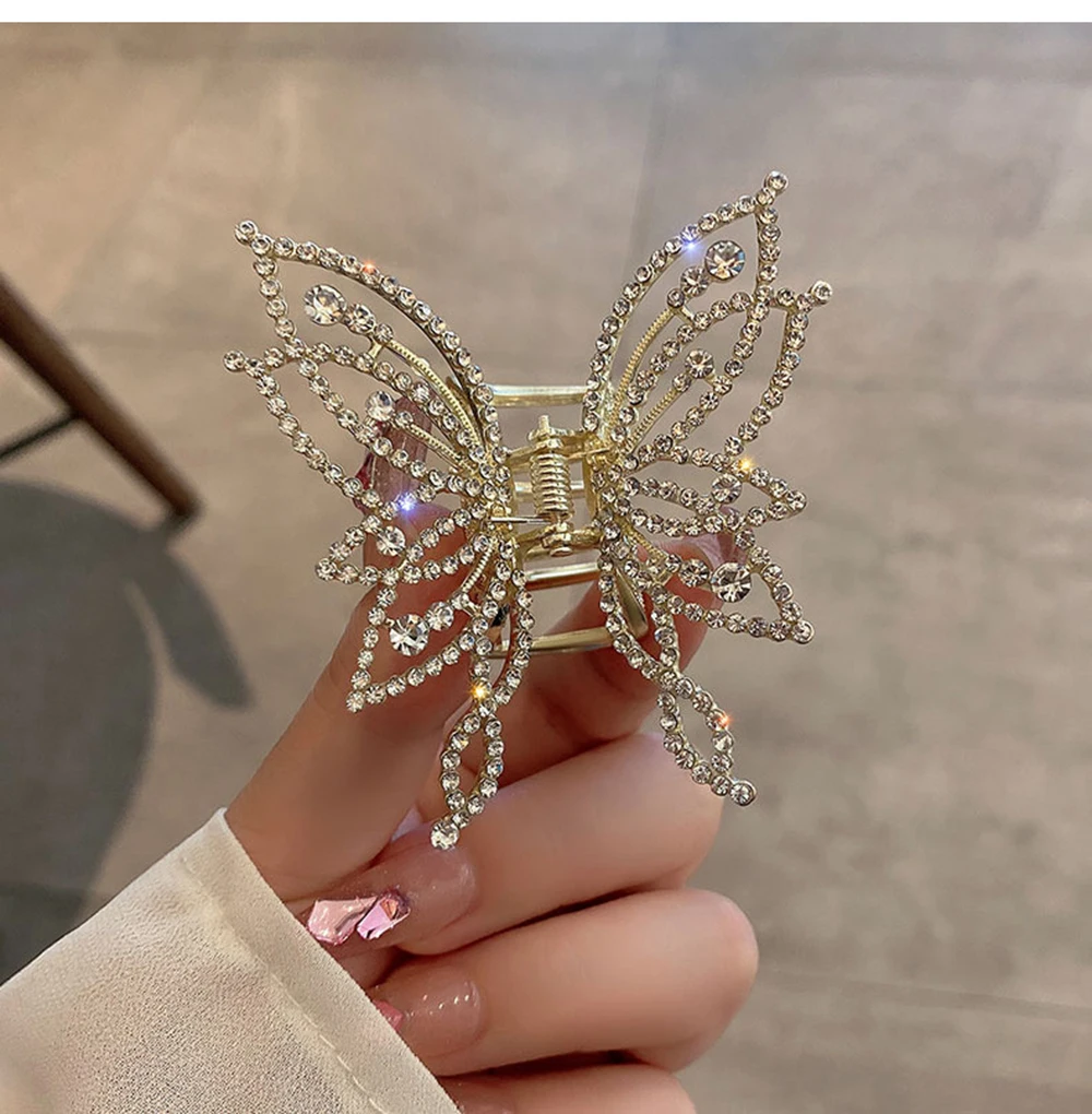 Fashion Metal openwork Hair Claw Butterfly Clips for Women Girl Elegant Ponytail Clip Vintage pin Accessories