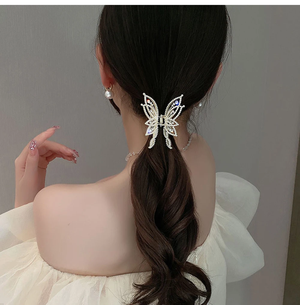 Fashion Metal openwork Hair Claw Butterfly Clips for Women Girl Elegant Ponytail Clip Vintage pin Accessories