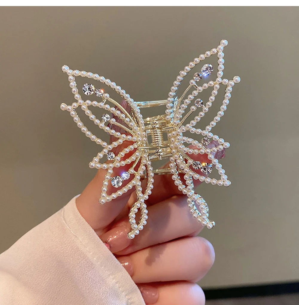 Fashion Metal openwork Hair Claw Butterfly Clips for Women Girl Elegant Ponytail Clip Vintage pin Accessories