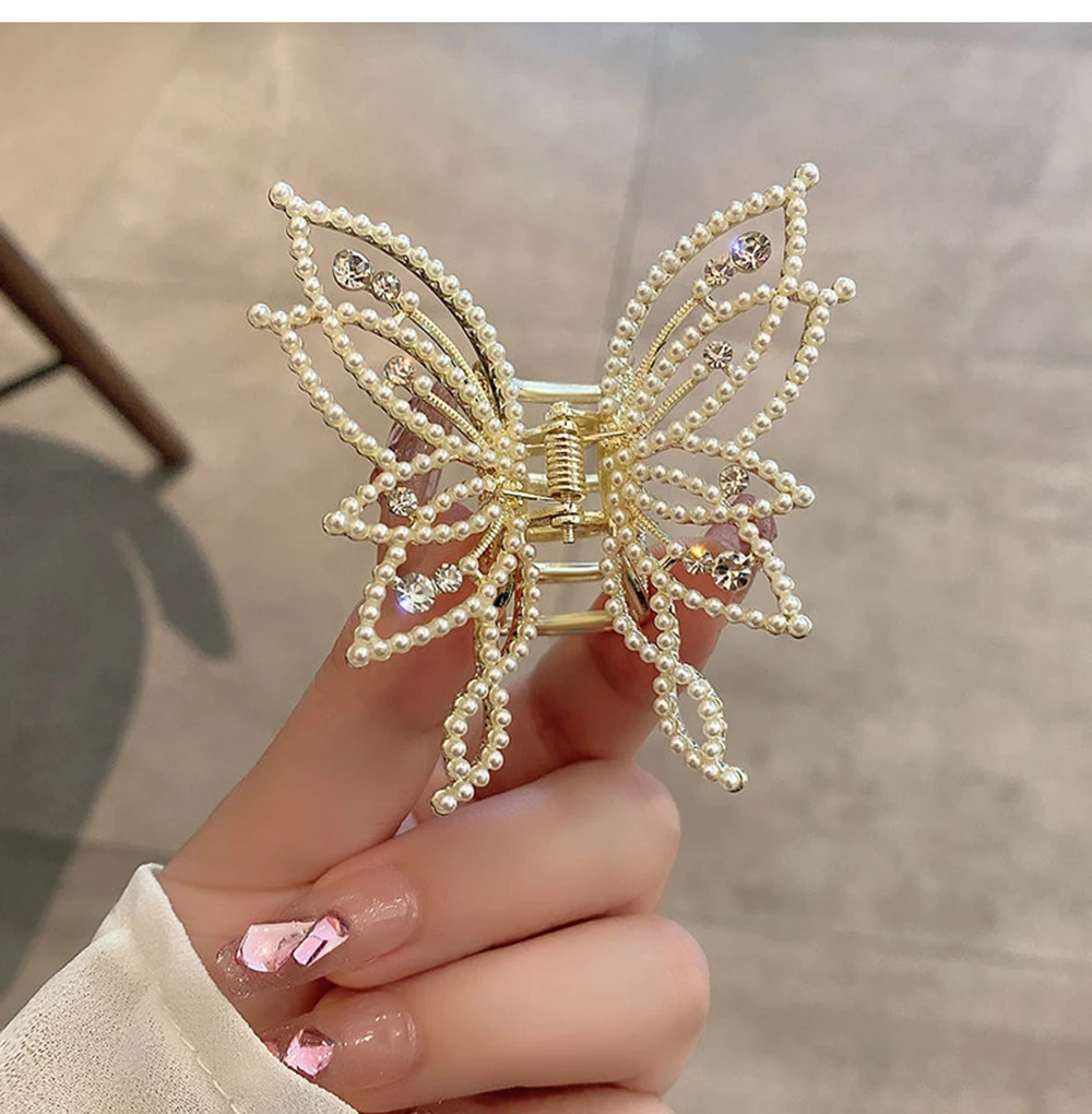 Fashion Metal openwork Hair Claw Butterfly Clips for Women Girl Elegant Ponytail Clip Vintage pin Accessories
