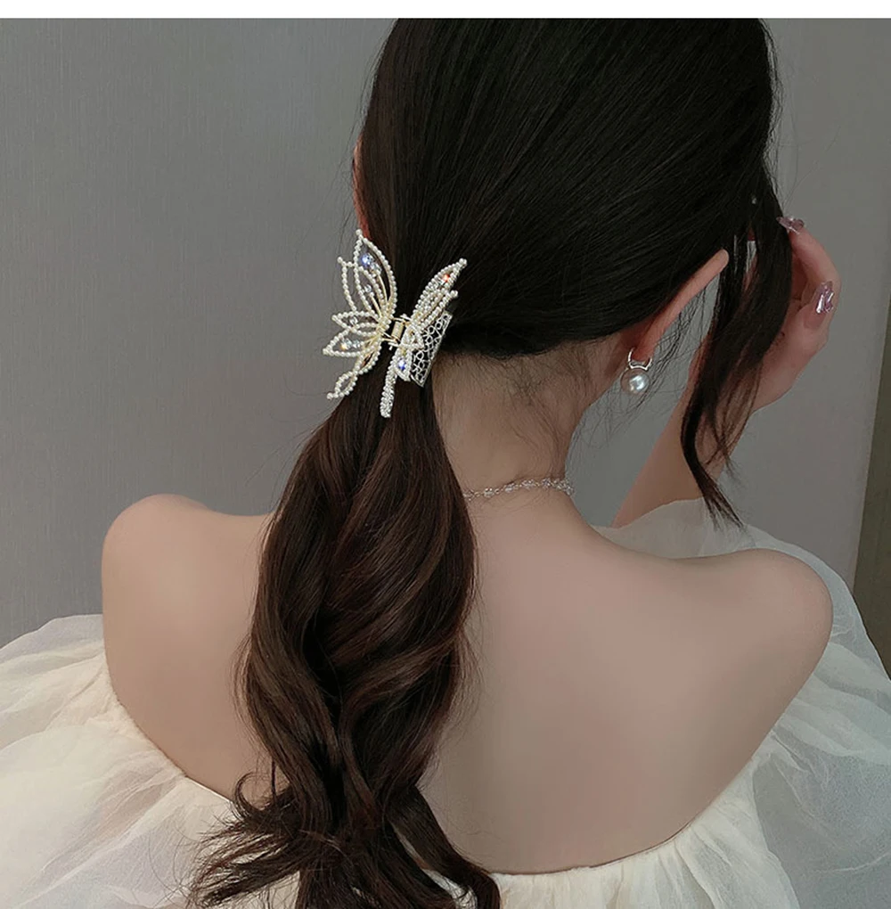 Fashion Metal openwork Hair Claw Butterfly Clips for Women Girl Elegant Ponytail Clip Vintage pin Accessories