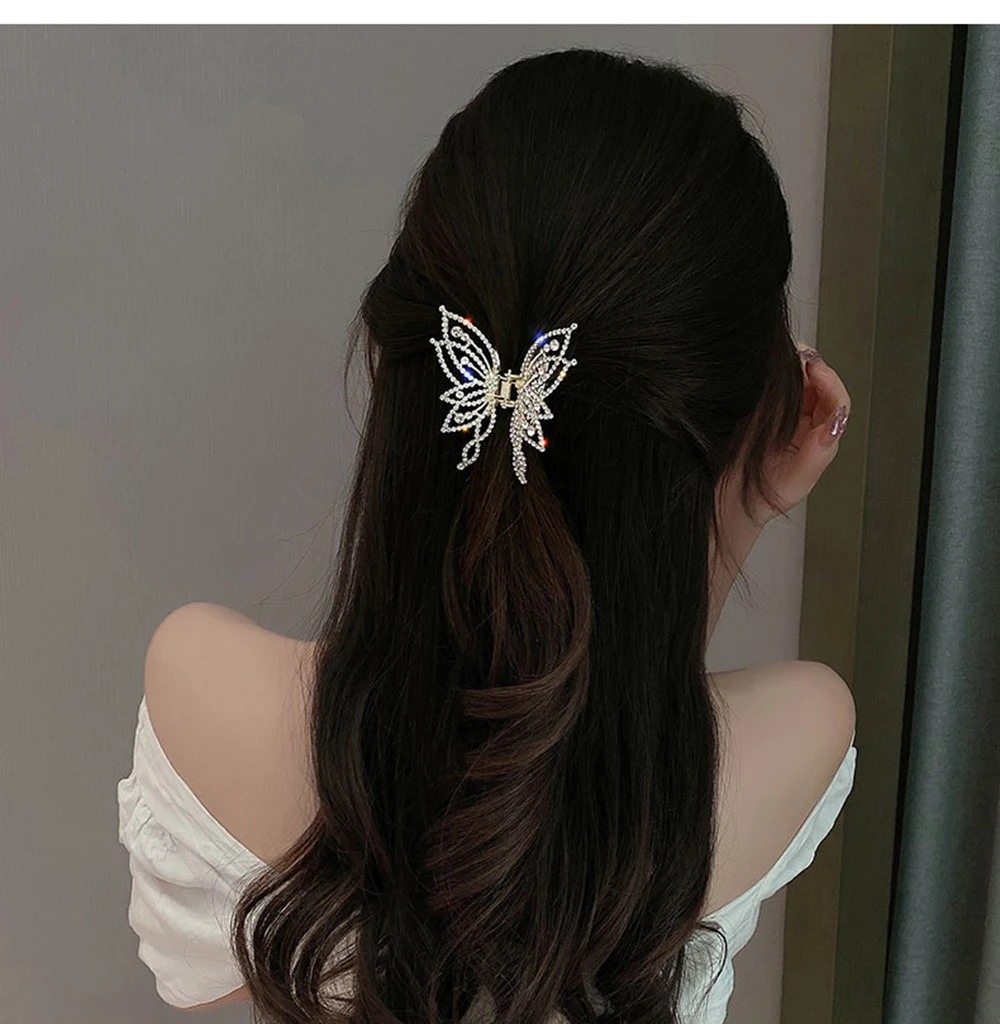Fashion Metal openwork Hair Claw Butterfly Clips for Women Girl Elegant Ponytail Clip Vintage pin Accessories