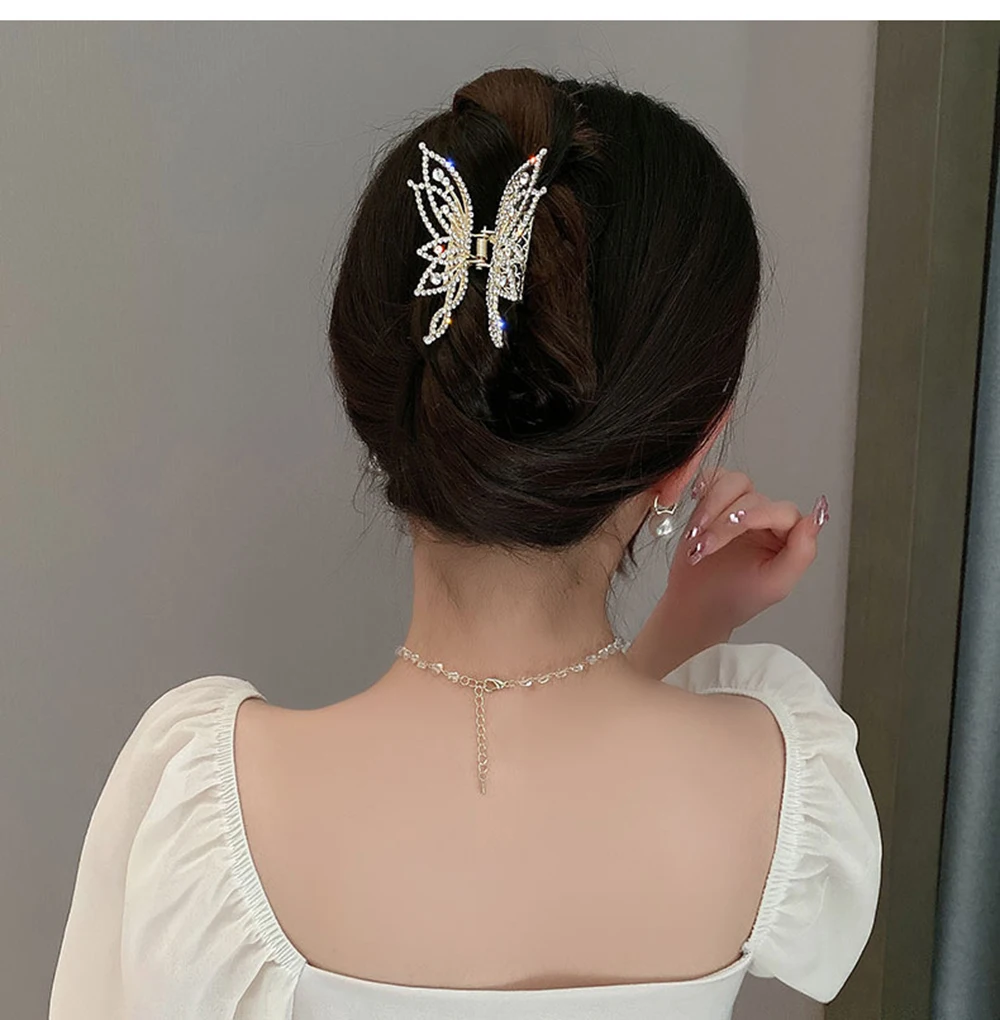 Fashion Metal openwork Hair Claw Butterfly Clips for Women Girl Elegant Ponytail Clip Vintage pin Accessories