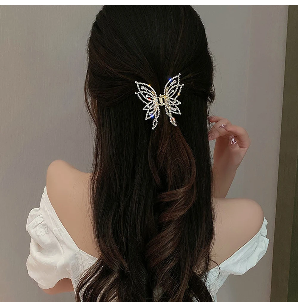 Fashion Metal openwork Hair Claw Butterfly Clips for Women Girl Elegant Ponytail Clip Vintage pin Accessories