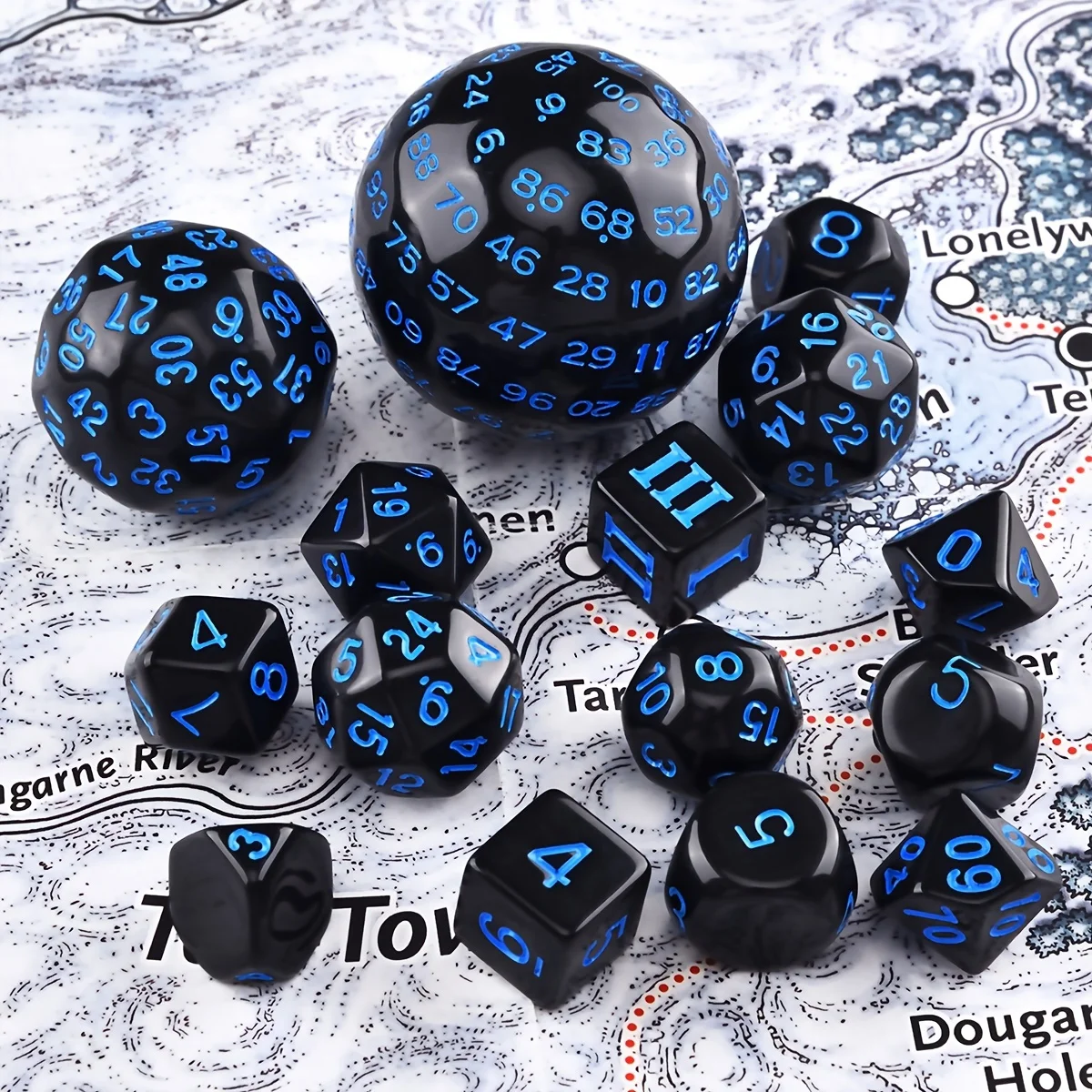 15Pcs Polyhedral Dice Table Game Dice for DND RPG Dungeons and Dragons  D3 D4 D5 D6 D7 D8 D10 D% D12 D16 D20 D24 D30 D60 D100