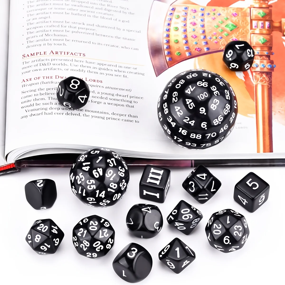 15Pcs Polyhedral Dice Table Game Dice for DND RPG Dungeons and Dragons  D3 D4 D5 D6 D7 D8 D10 D% D12 D16 D20 D24 D30 D60 D100