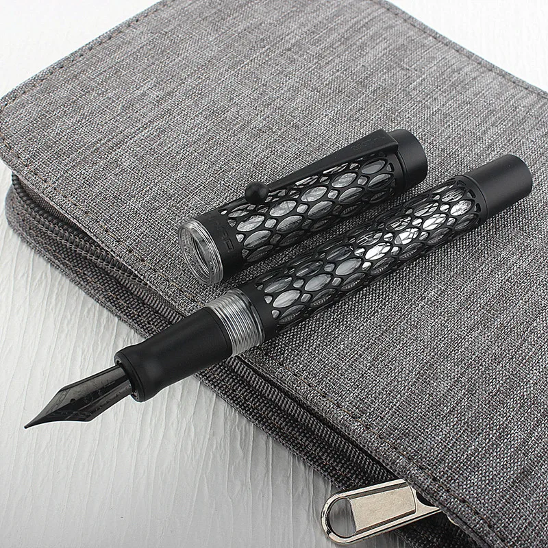 Jinhao 100 Vacuum Filling Fountain Pen Transparent Acrylic Skeleton Hollow Carved EF/F/M Writing Gift Pen