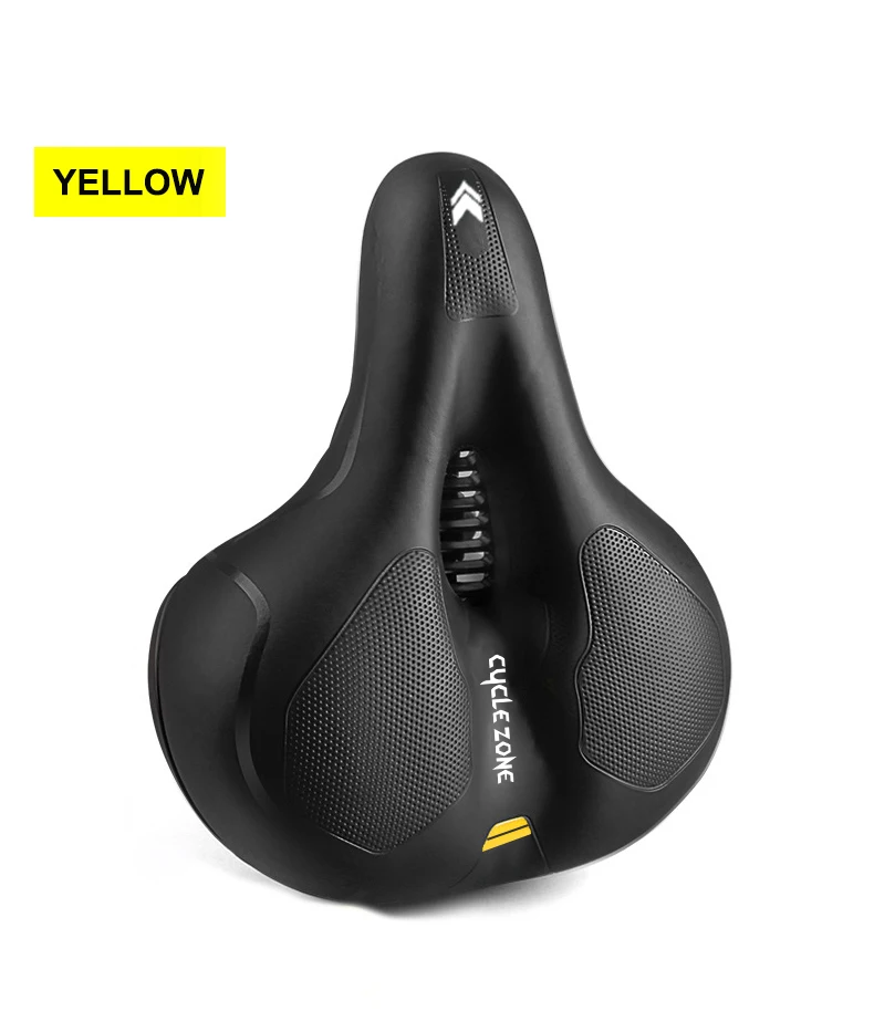 Hollow Breathable Bicycle Saddle Men Women MTB Road Bike Saddle Shock Absorbing Comfortable Big Butt Bike Seat Safety Warning