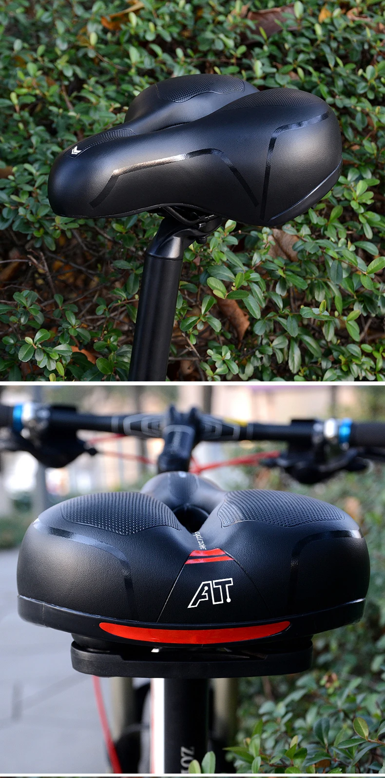 Hollow Breathable Bicycle Saddle Men Women MTB Road Bike Saddle Shock Absorbing Comfortable Big Butt Bike Seat Safety Warning