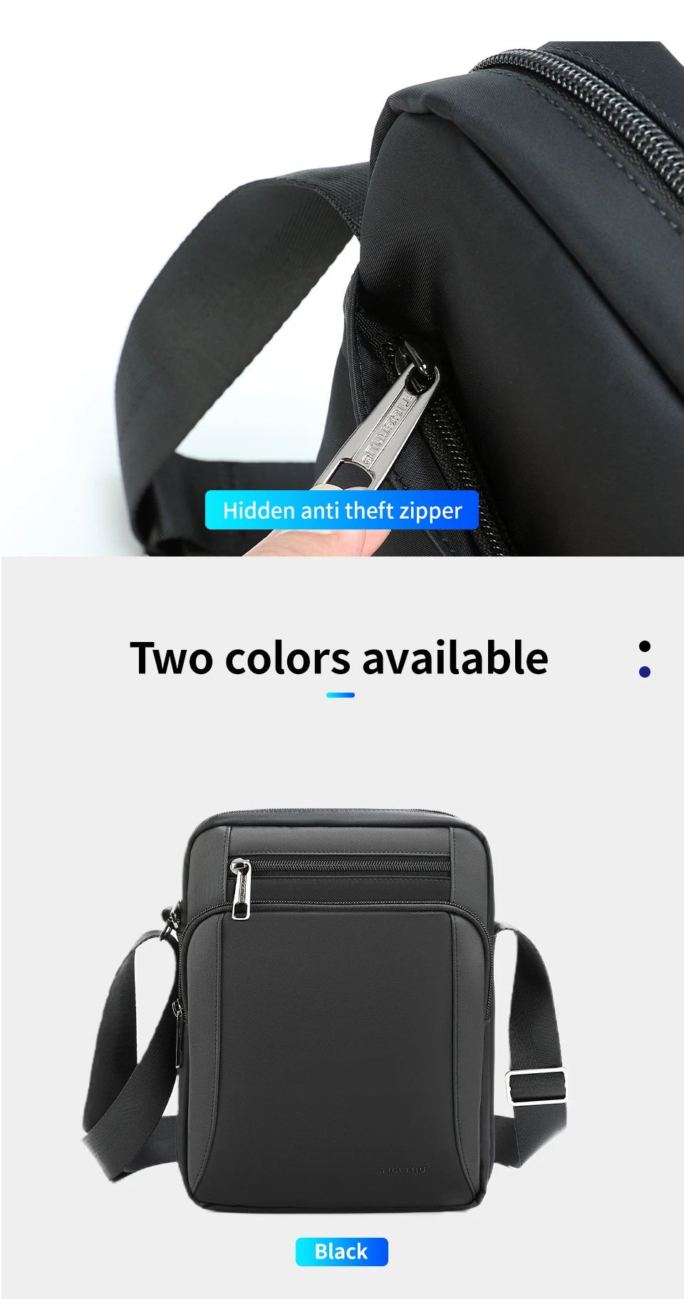 Tigernu Vintage Waterproof Shoulder Bag Men Fashion Crossbody Bags Shockproof Fit 9.7" iPad Men's Bag Fanny Pack Man Bag For Men