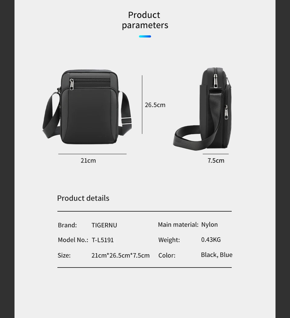 Tigernu Vintage Waterproof Shoulder Bag Men Fashion Crossbody Bags Shockproof Fit 9.7" iPad Men's Bag Fanny Pack Man Bag For Men