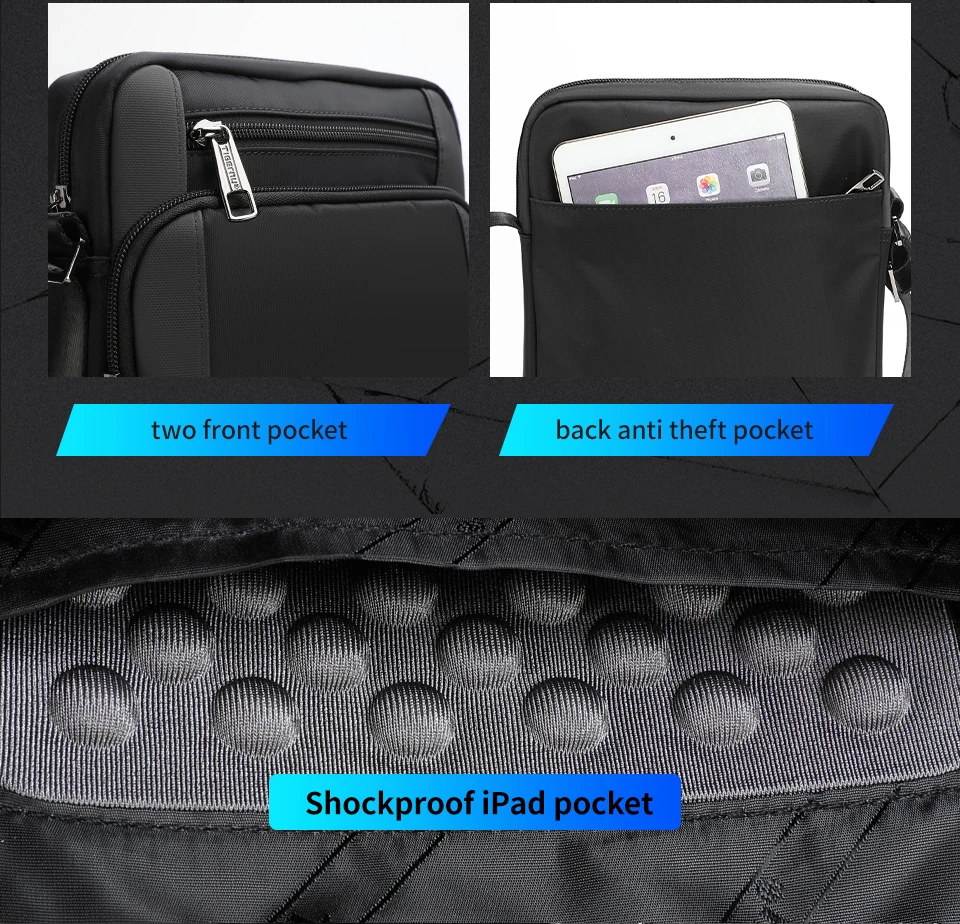Tigernu Vintage Waterproof Shoulder Bag Men Fashion Crossbody Bags Shockproof Fit 9.7" iPad Men's Bag Fanny Pack Man Bag For Men