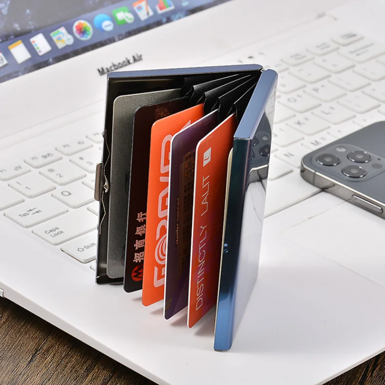 Rfid Credit Card Holder Men Minimalist Wallet Aluminium Bank Cardholder Case with Money Clip Designer Porte Carte