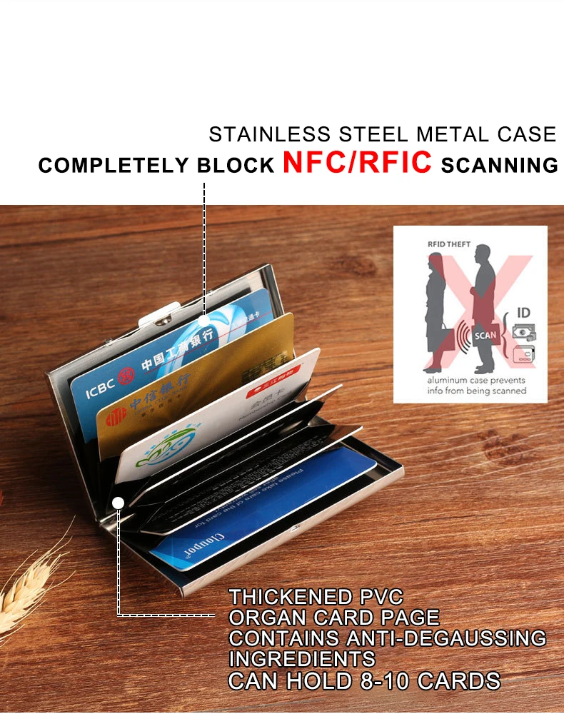 Rfid Credit Card Holder Men Minimalist Wallet Aluminium Bank Cardholder Case with Money Clip Designer Porte Carte