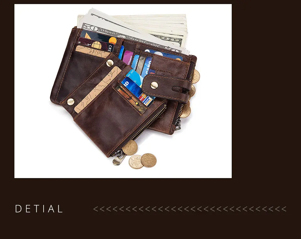 Fashion Women Wallet Genuine Leather Female Clutch Wallets Hasp Double Zipper Design Short Coin Pocket ID Card Holder Purse