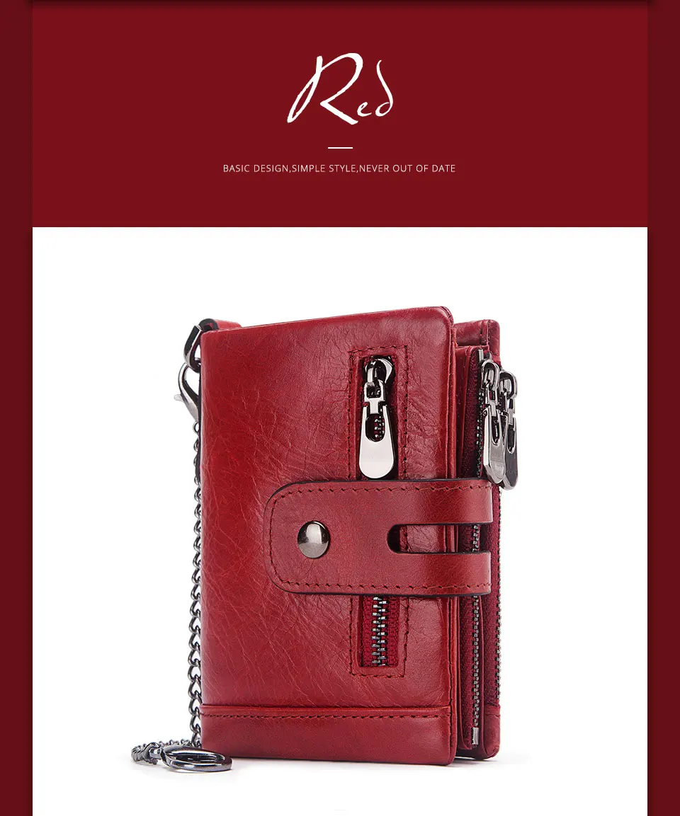Fashion Women Wallet Genuine Leather Female Clutch Wallets Hasp Double Zipper Design Short Coin Pocket ID Card Holder Purse