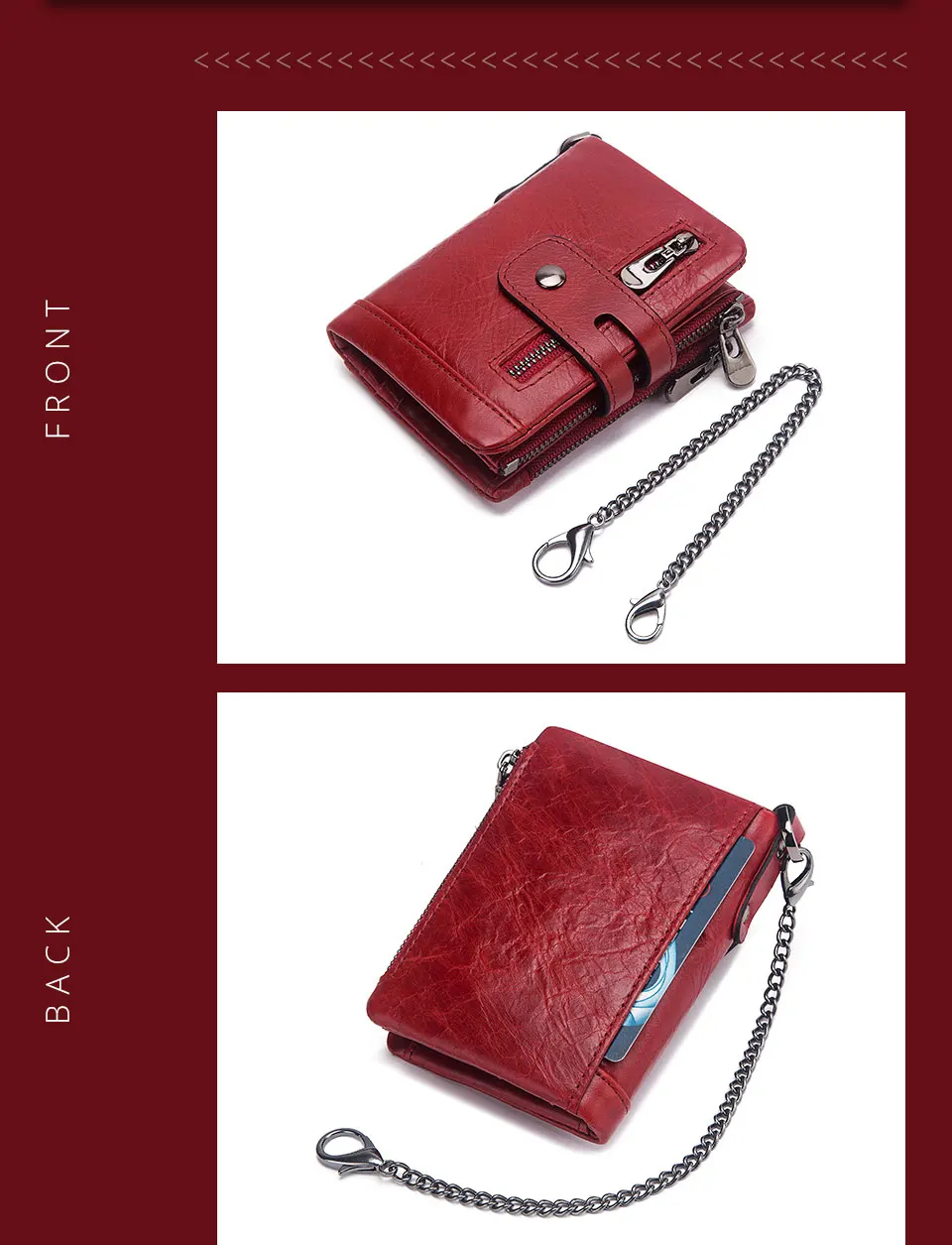 Fashion Women Wallet Genuine Leather Female Clutch Wallets Hasp Double Zipper Design Short Coin Pocket ID Card Holder Purse