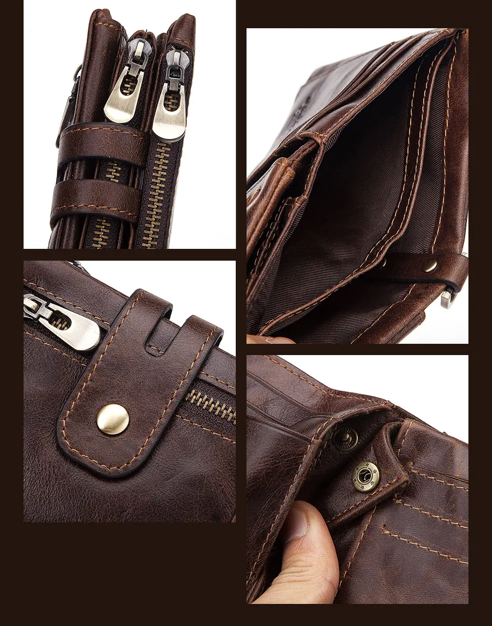 Fashion Women Wallet Genuine Leather Female Clutch Wallets Hasp Double Zipper Design Short Coin Pocket ID Card Holder Purse