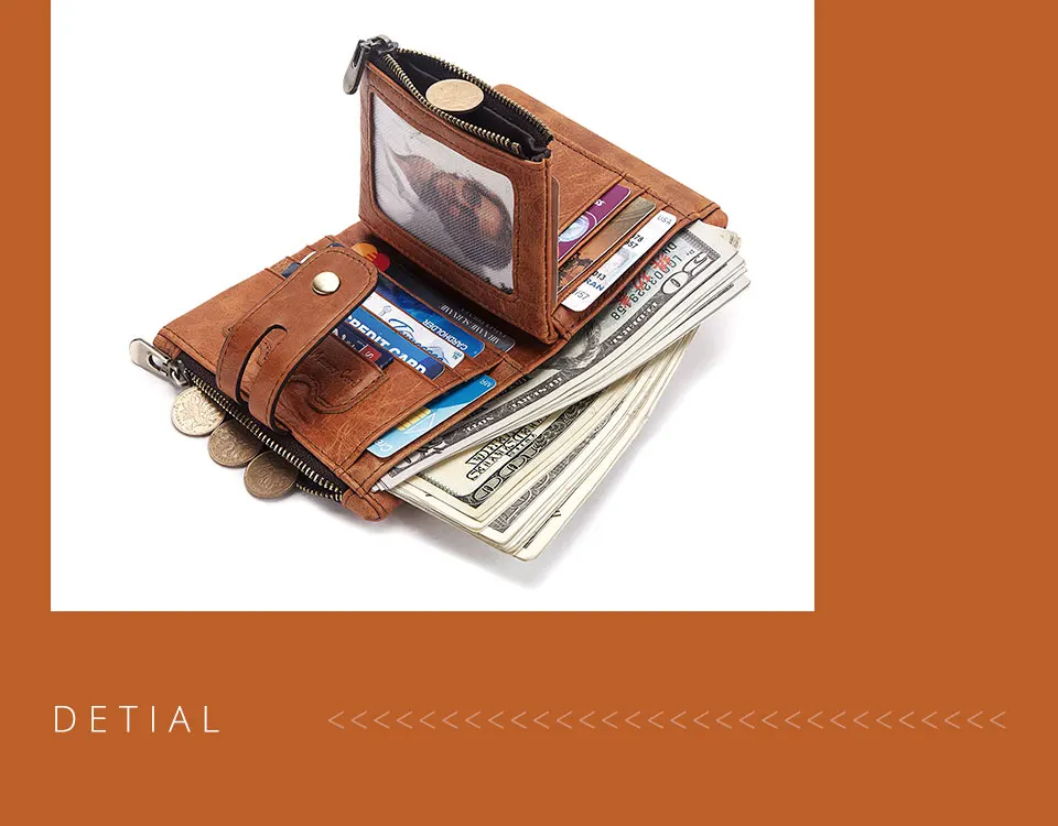 Fashion Women Wallet Genuine Leather Female Clutch Wallets Hasp Double Zipper Design Short Coin Pocket ID Card Holder Purse