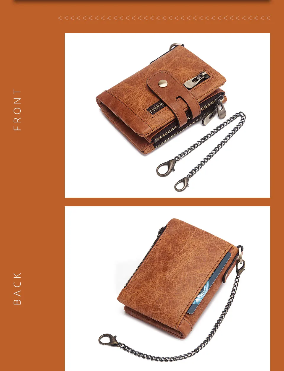 Fashion Women Wallet Genuine Leather Female Clutch Wallets Hasp Double Zipper Design Short Coin Pocket ID Card Holder Purse