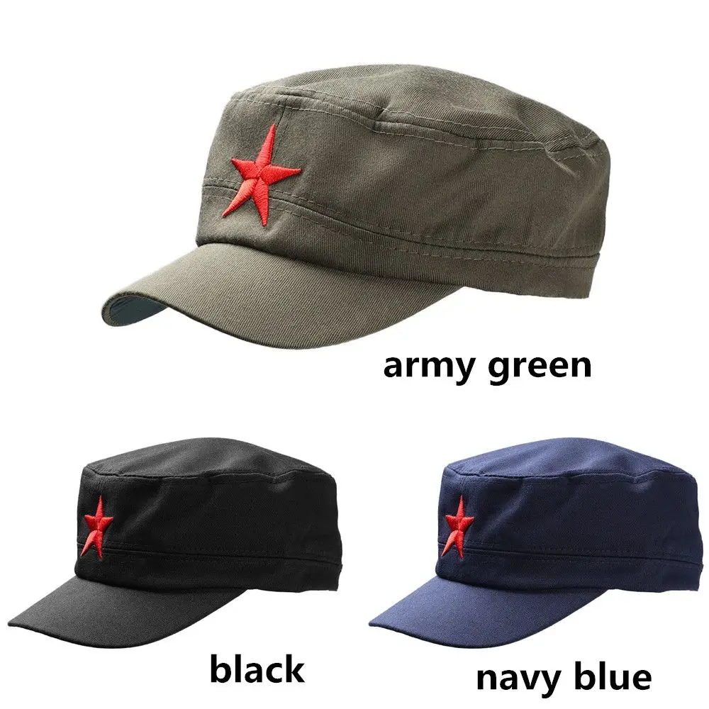 Classic Men Military Caps Men's Women's Fitted Baseball Sunsreen Caps Adjustable Red Star Army Hats Outdoor Casual Sports