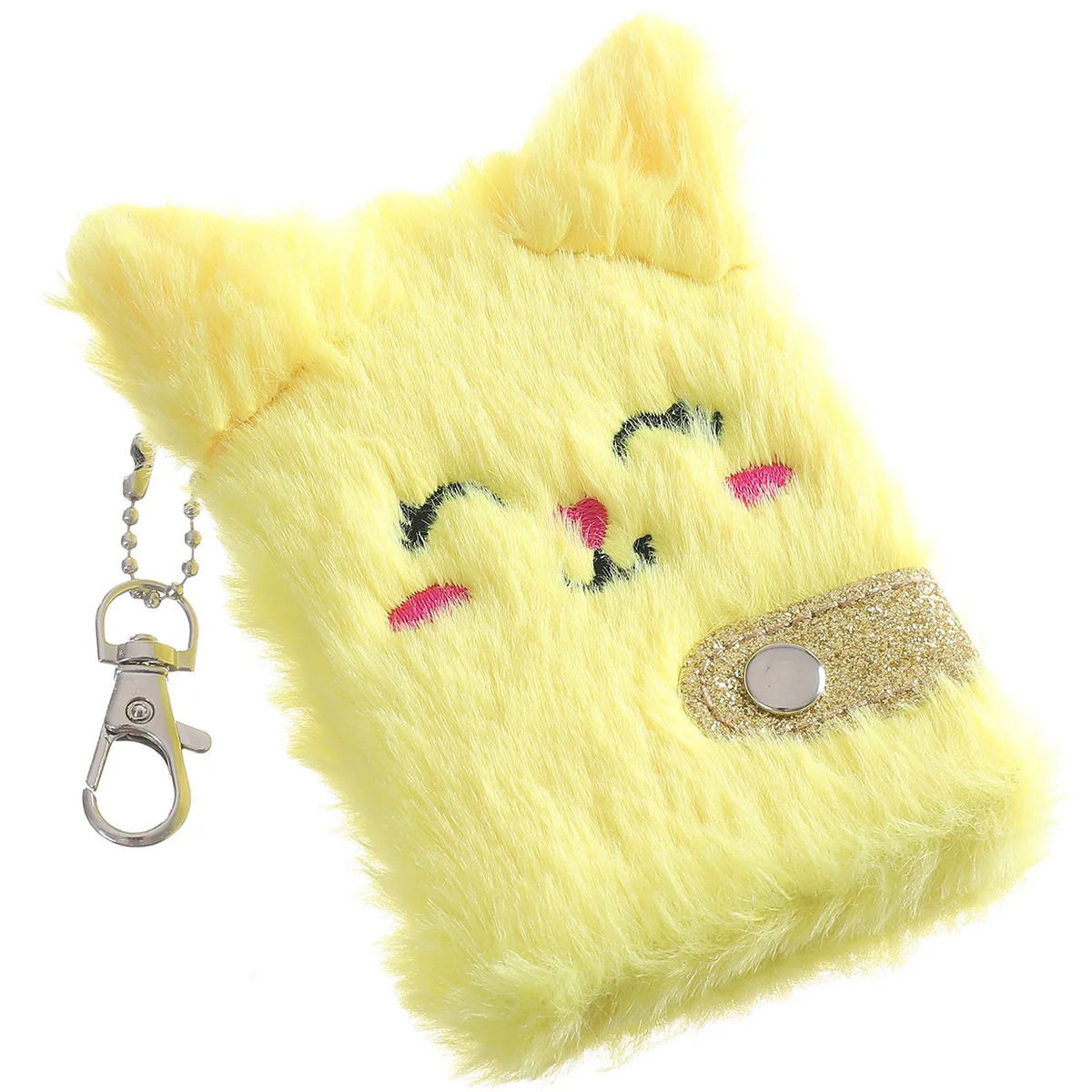 Cute Cat Plush Notebook For Girls Kawaii Pendant Keychain Furry Cats Notebook Daily Planner Journal Book Note Pad Stationery