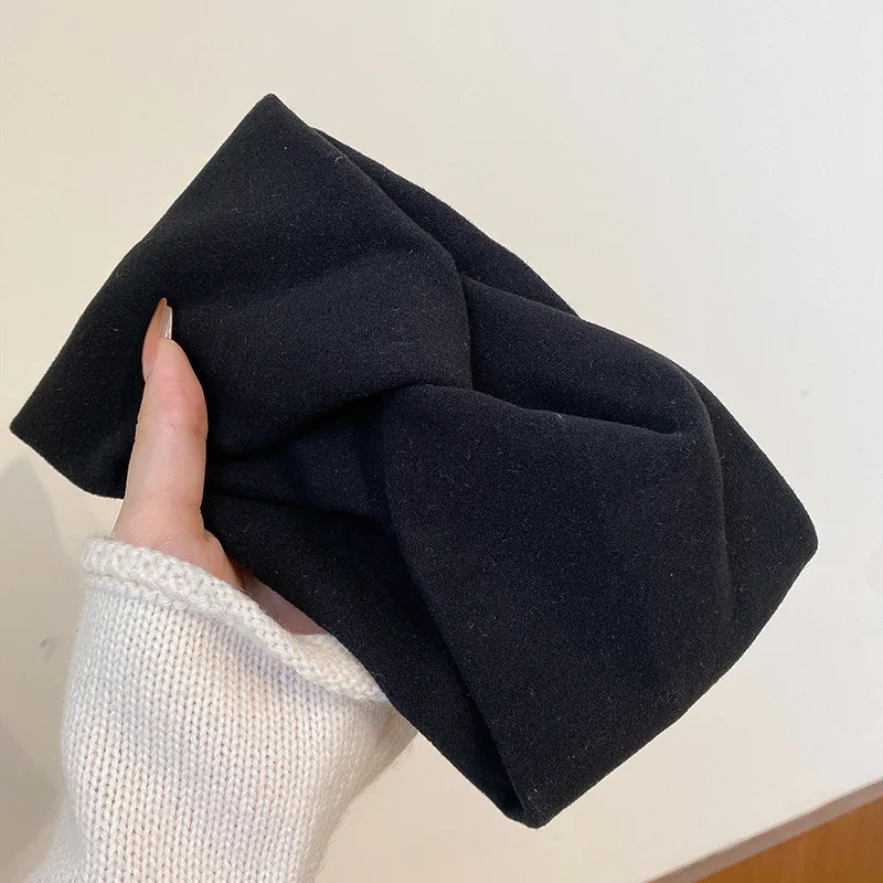 Women Girls Wide Cross Headbands Solid Color Cashmere Headbands Elastic Sports Yoga Turban Bandage HairBands Hair Accessorie