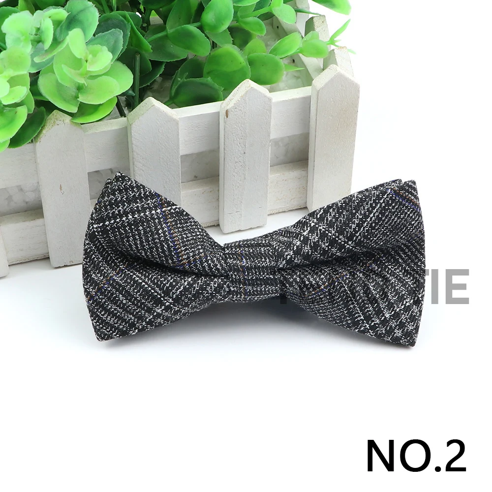 Gentlemen Cotton Bowtie Wedding Business Bow Tie For Man England Plaid Striped Dark Color Neck Ties Women Skinny Gravatas Cravat