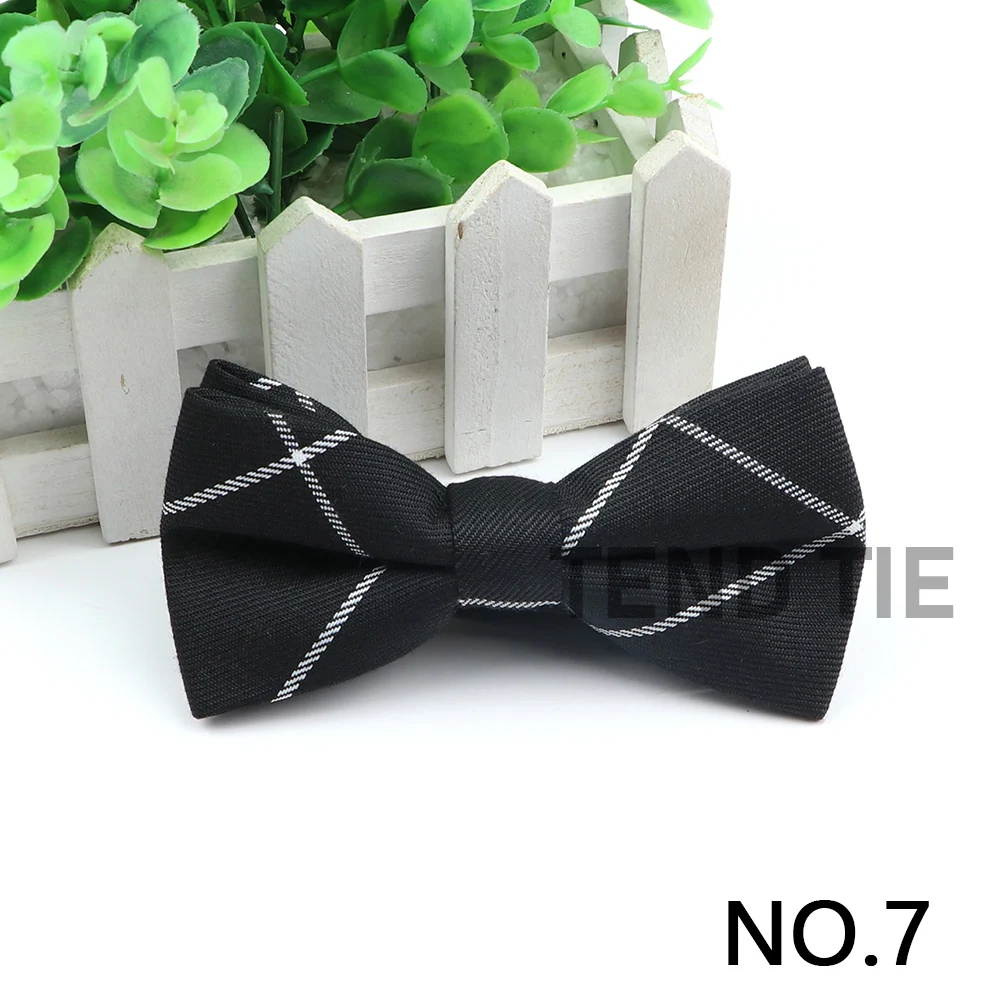 Gentlemen Cotton Bowtie Wedding Business Bow Tie For Man England Plaid Striped Dark Color Neck Ties Women Skinny Gravatas Cravat