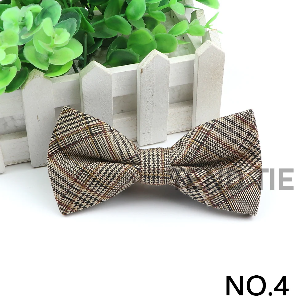 Gentlemen Cotton Bowtie Wedding Business Bow Tie For Man England Plaid Striped Dark Color Neck Ties Women Skinny Gravatas Cravat